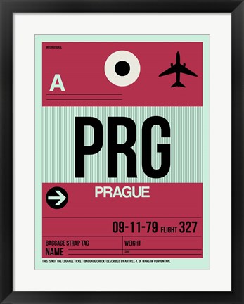 Framed PRG Prague Luggage Tag 2 Print