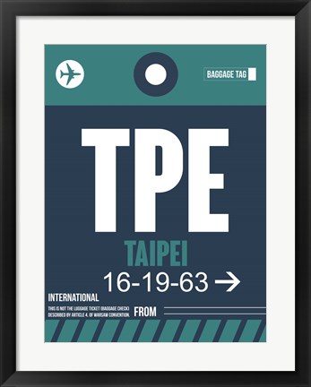 Framed TPE Taipei Luggage Tag 1 Print