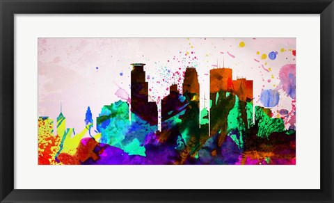 Framed Minneapolis City Skyline Print