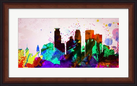 Framed Minneapolis City Skyline Print