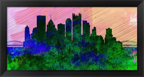 Framed Pittsburgh City Skyline Print