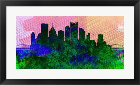 Framed Pittsburgh City Skyline Print