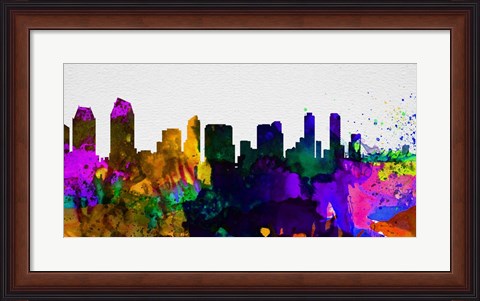 Framed San Diego City Skyline Print