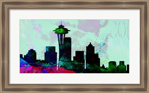 Framed Seattle City Skyline Print