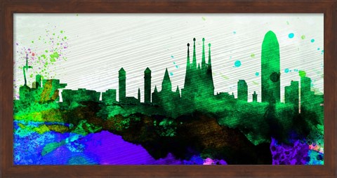 Framed Barcelona City Skyline Print