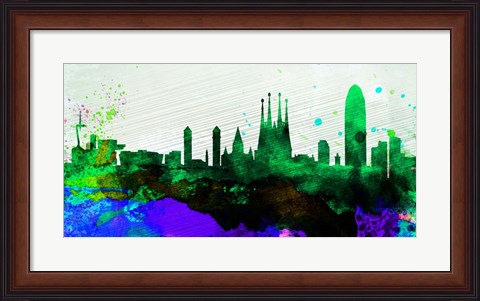 Framed Barcelona City Skyline Print