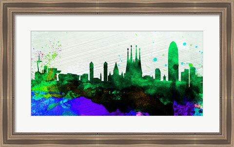 Framed Barcelona City Skyline Print