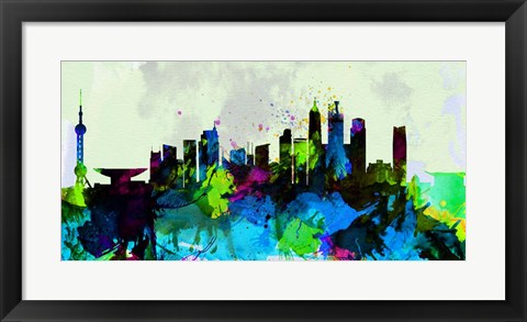 Framed Shanghai City Skyline Print