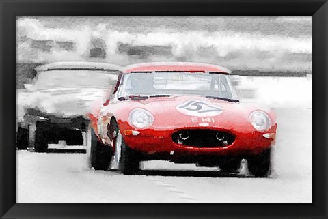 Framed Jaguar E-Type Racing Print