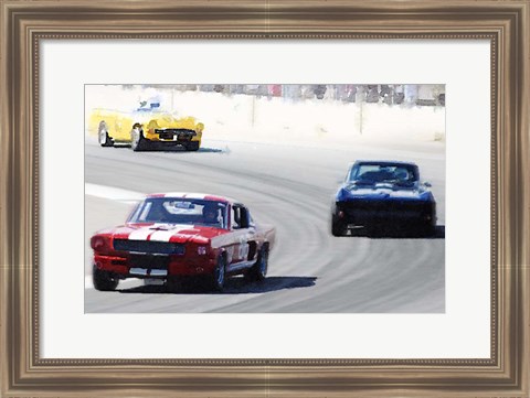 Framed Mustang and Corvette Racing Print