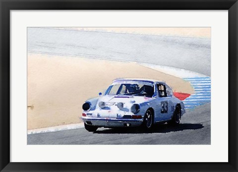 Framed White Porsche 911 in Monterey Print