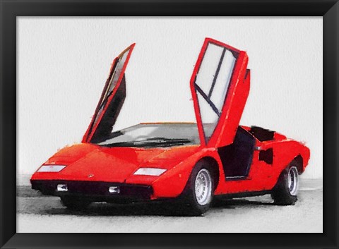 Framed 1974 Lamborghini Countach Open Doors Print