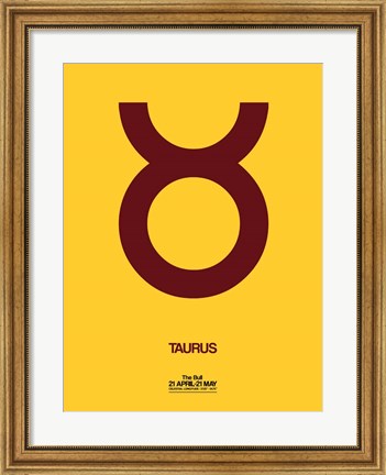 Framed Taurus Zodiac Sign Brown Print