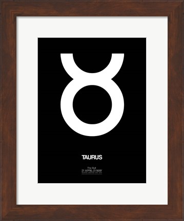 Framed Taurus Zodiac Sign White Print