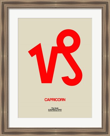 Framed Capricorn Zodiac Sign Red Print