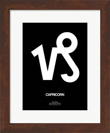 Framed Capricorn Zodiac Sign White Print