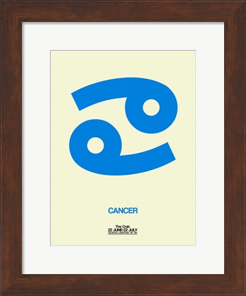 Framed Cancer Zodiac Sign Blue Print