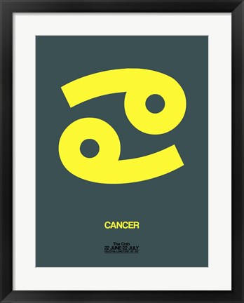 Framed Cancer Zodiac Sign Yellow Print