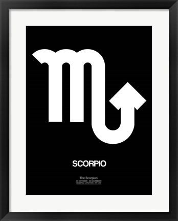 Framed Scorpio Zodiac Sign White Print