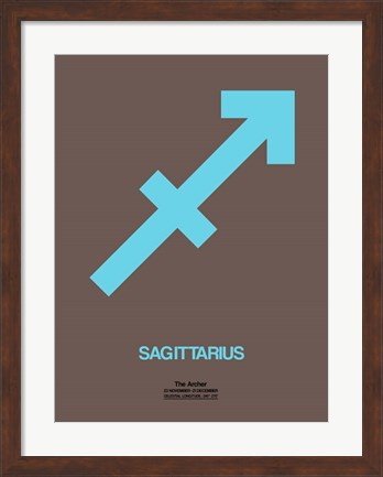 Framed Sagittarius Zodiac Sign Blue Print