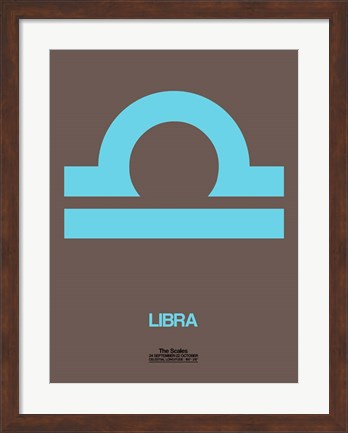 Framed Libra Zodiac Sign Blue Print