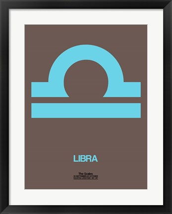 Framed Libra Zodiac Sign Blue Print