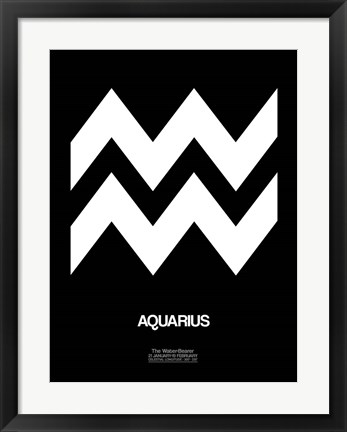 Framed Aquarius Zodiac Sign White Print