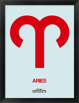 Framed Aries Zodiac Sign Red Print