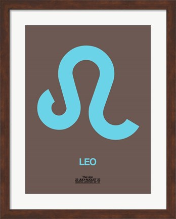Framed Leo Zodiac Sign Blue Print