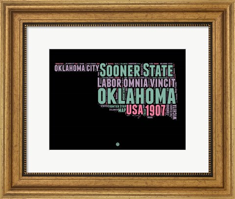 Framed Oklahoma Word Cloud 1 Print