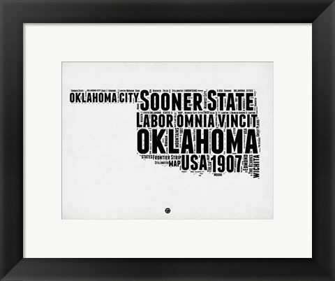 Framed Oklahoma Word Cloud 2 Print