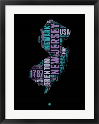 Framed New Jersey Word Cloud 1 Print