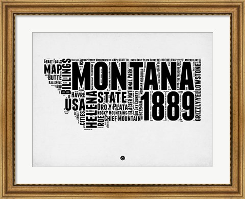 Framed Montana Watercolor Word Cloud Print