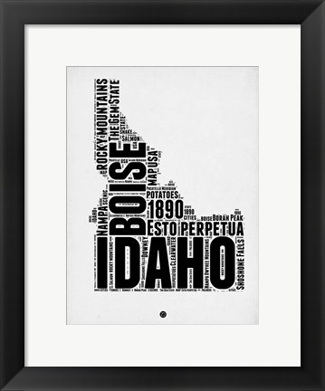 Framed Idaho Word Cloud 2 Print