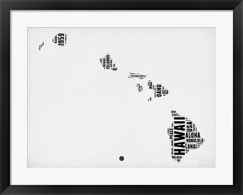 Framed Hawaii Word Cloud 2 Print