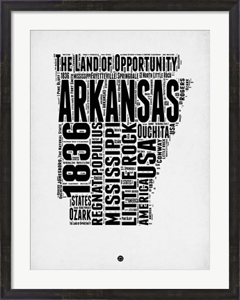 Framed Arkansas Word Cloud 2 Print