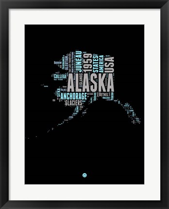 Framed Alaska Word Cloud 1 Print