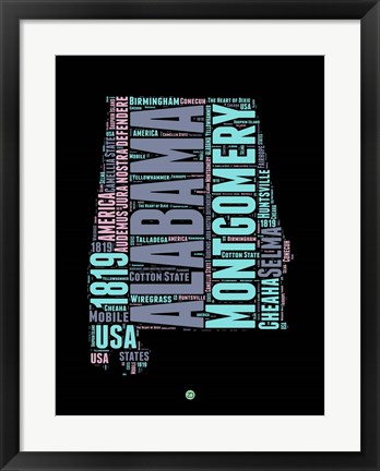 Framed Alabama Word Cloud 1 Print