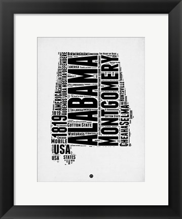 Framed Alabama Word Cloud 2 Print