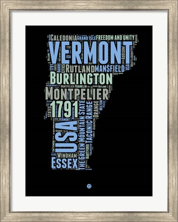 Framed Vermont Word Cloud 1 Print