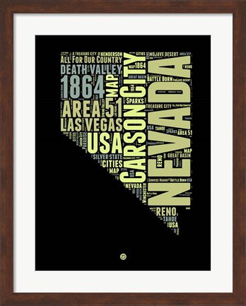 Framed Nevada Word Cloud 1 Print