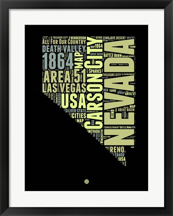 Framed Nevada Word Cloud 1 Print