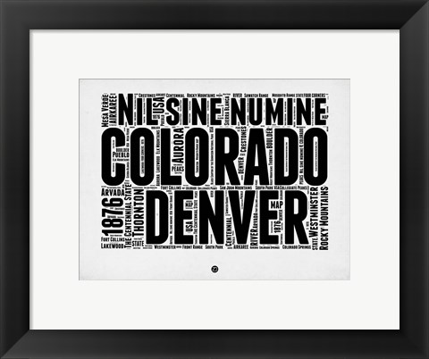 Framed Denver Word Cloud 2 Print