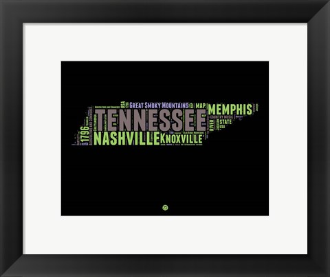 Framed Tennessee Word Cloud 1 Print