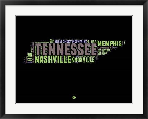 Framed Tennessee Word Cloud 1 Print