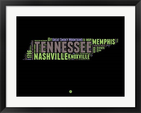 Framed Tennessee Word Cloud 1 Print