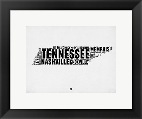 Framed Tennessee Word Cloud 2 Print