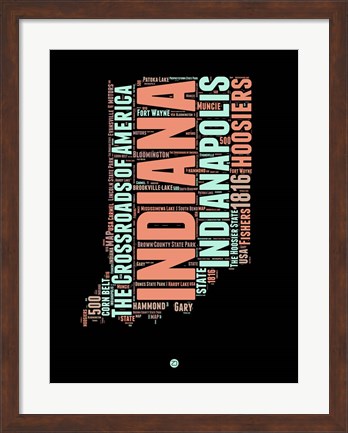 Framed Indiana Word Cloud 1 Print