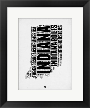 Framed Indiana Word Cloud 2 Print