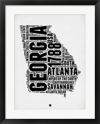 Framed Georgia Word Cloud 2 Print